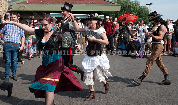 Steampunk Morris perform at the Markfield Steam Engine Museum